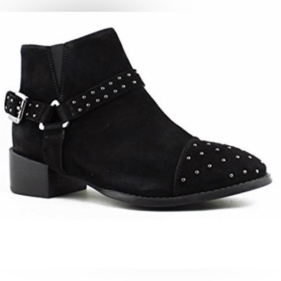 Seychelles Shoes - Seychelles Black Suede Studded Harness Bootie